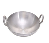 Silver Aluminium Heavy Base Kadhai With Handle - 10 Liters | Kadai With Handle For Kitchen - Deep Frying Kadai